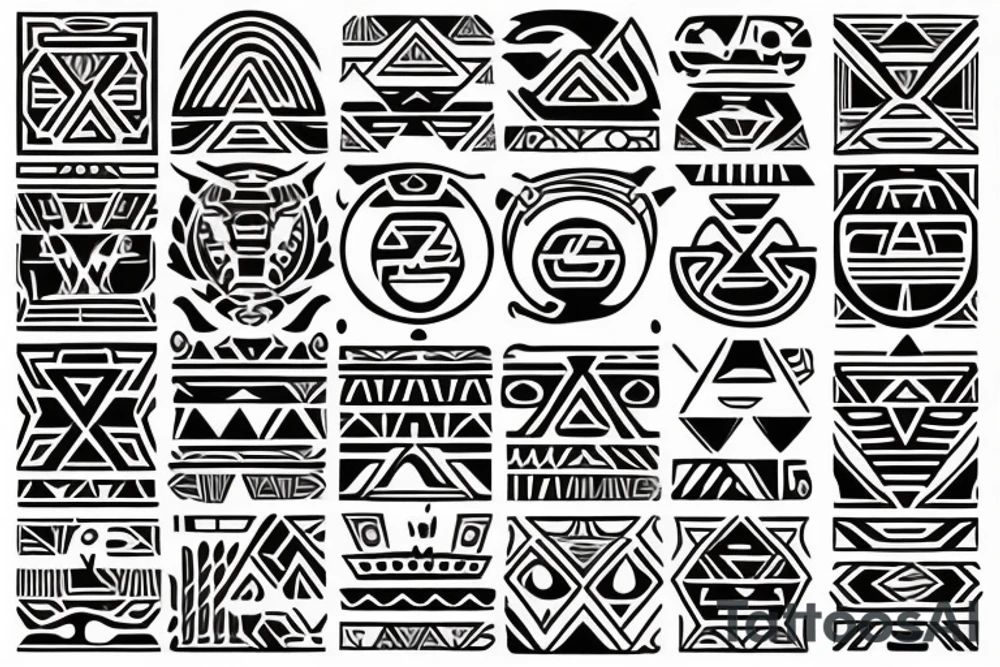 simple aztec symbols tattoo idea