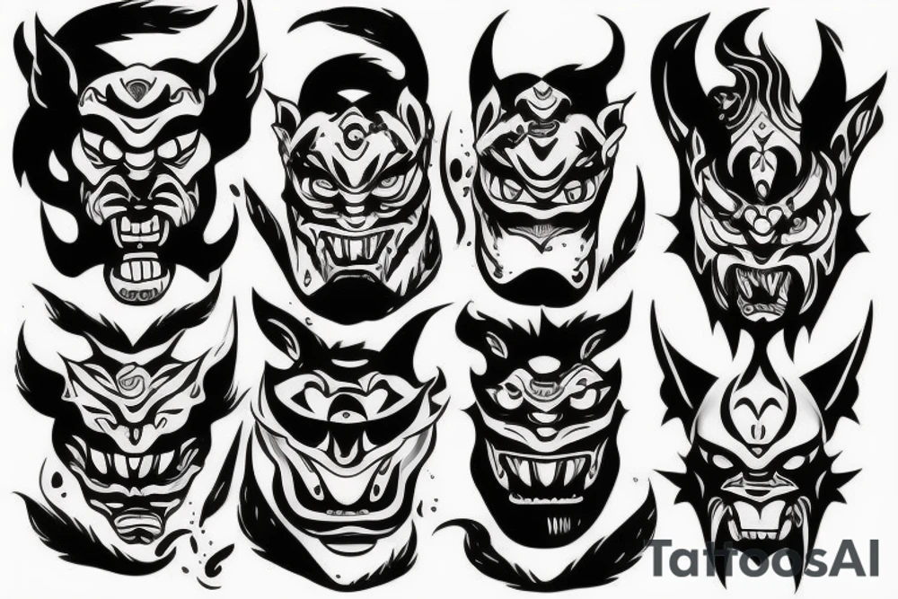 Oni mask tattoo idea