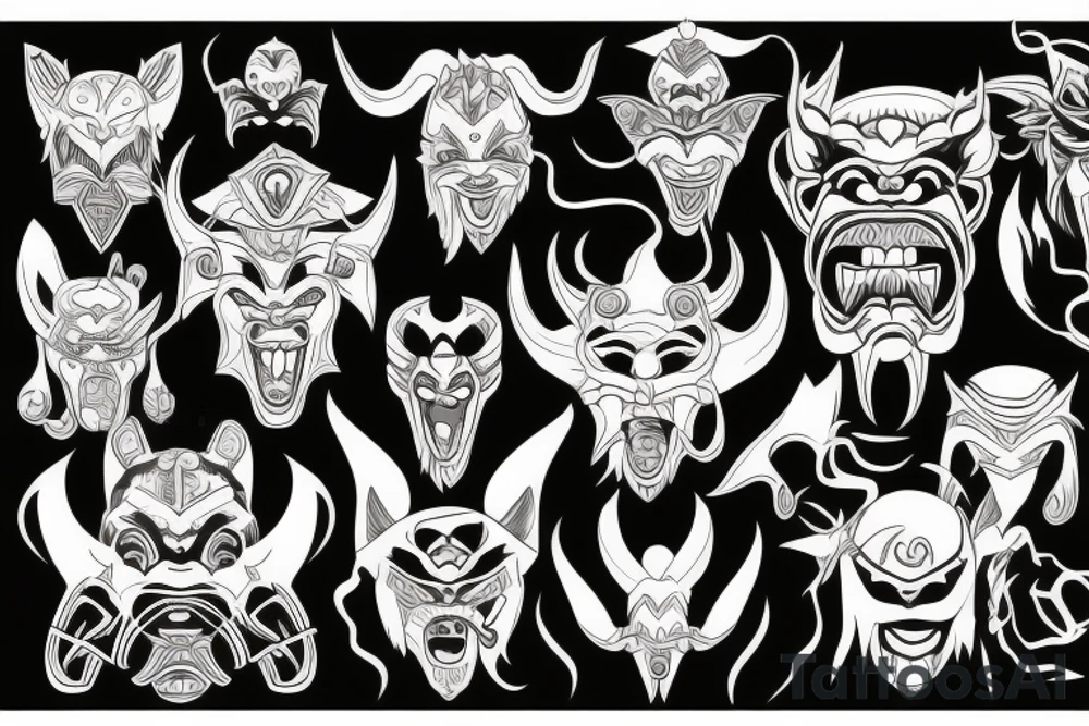 Oni mask tattoo idea