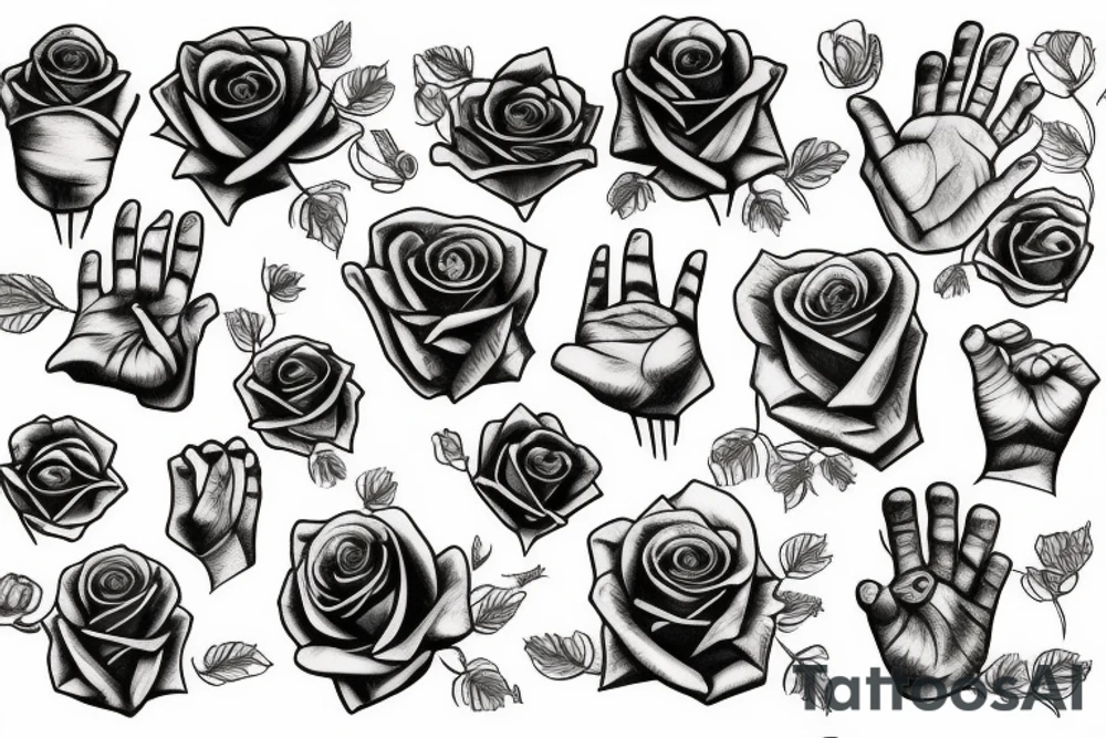 Hand of hams with roses tattoo idea