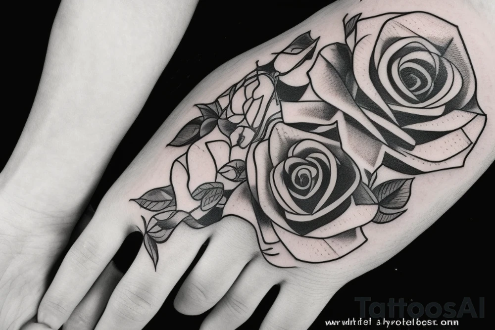 Hand of hams with roses tattoo idea