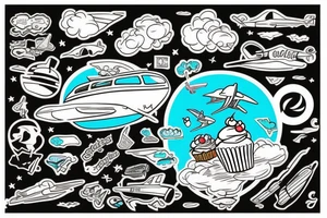 Cupcake with island theme an airplane featured somewhere in design tattoo idea