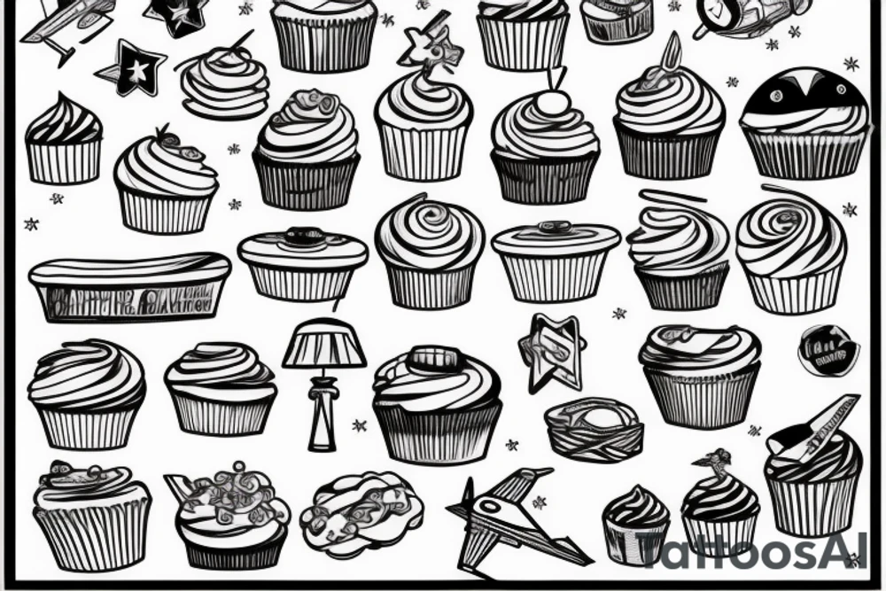 Cupcake with and airplane tattoo idea