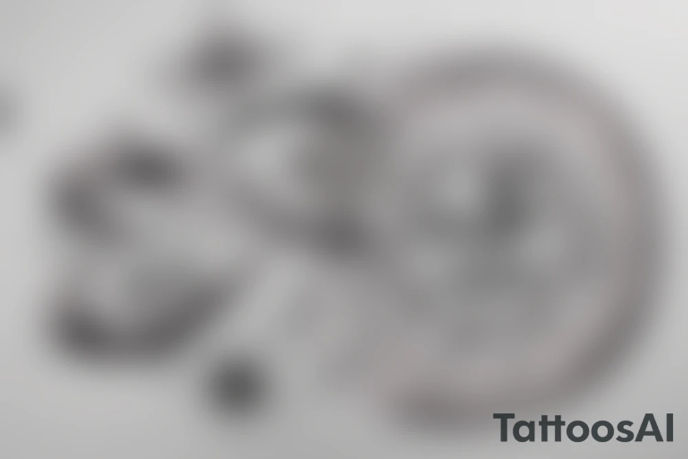 In typewriter font, quote "veni, vidi, vici" with stars and planets surrounding it tattoo idea