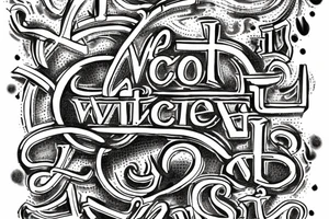 In typewriter font, quote "veni, vidi, vici" with catholic symbols surrounding it tattoo idea