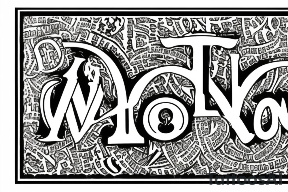 In typewriter font, quote "veni, vidi, vici" with vatican symbols surrounding it tattoo idea