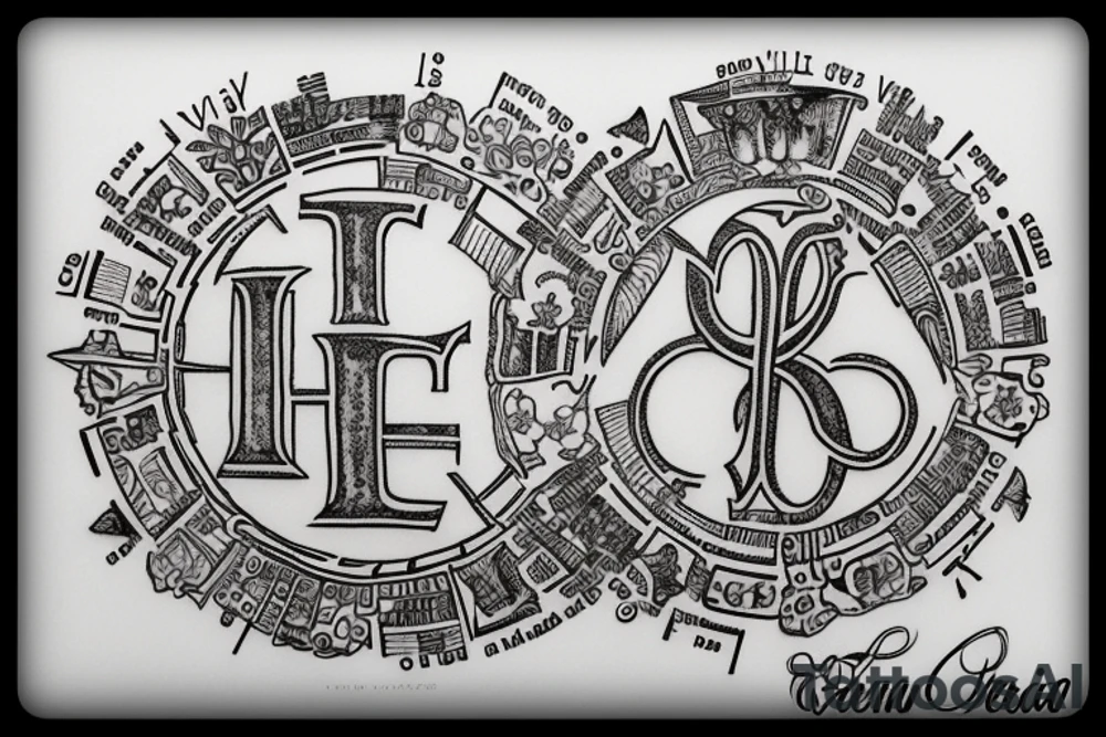 In typewriter font, quote "veni, vidi, vici" with vatican symbols surrounding it tattoo idea