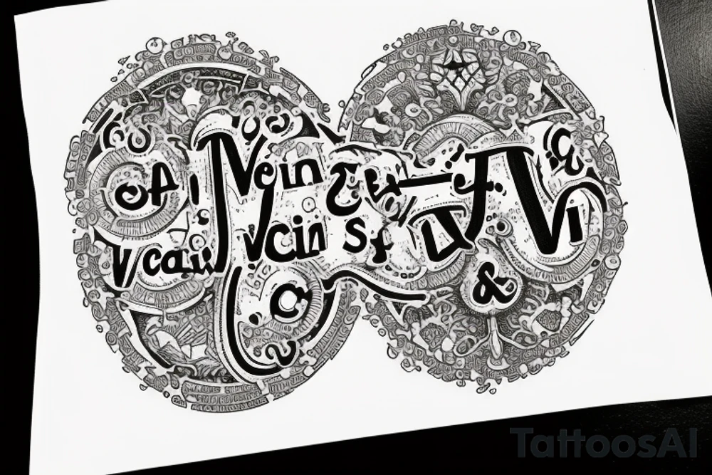 In typewriter font, quote "veni, vidi, vici" with vatican symbols surrounding it tattoo idea