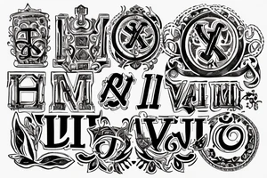 In typewriter font, quote "veni, vidi, vici" with vatican symbols surrounding it tattoo idea
