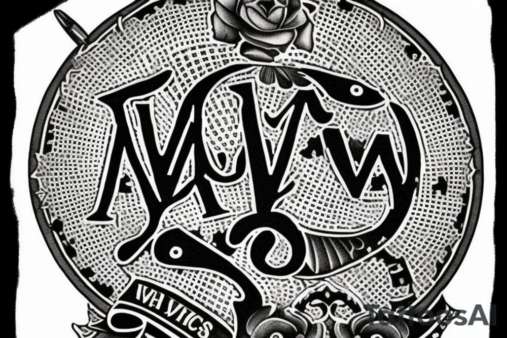 In typewriter font, quote "veni, vidi, vici" with vatican symbols surrounding it tattoo idea