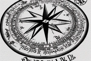 In typewriter font, quote "veni, vidi, vici" with compass symbols tattoo idea
