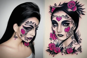 Chicano lady face makeup tattoo idea