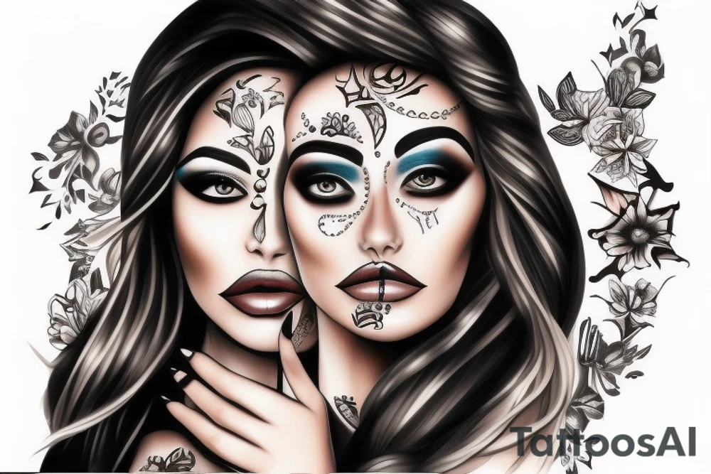 Chicano lady face makeup tattoo idea