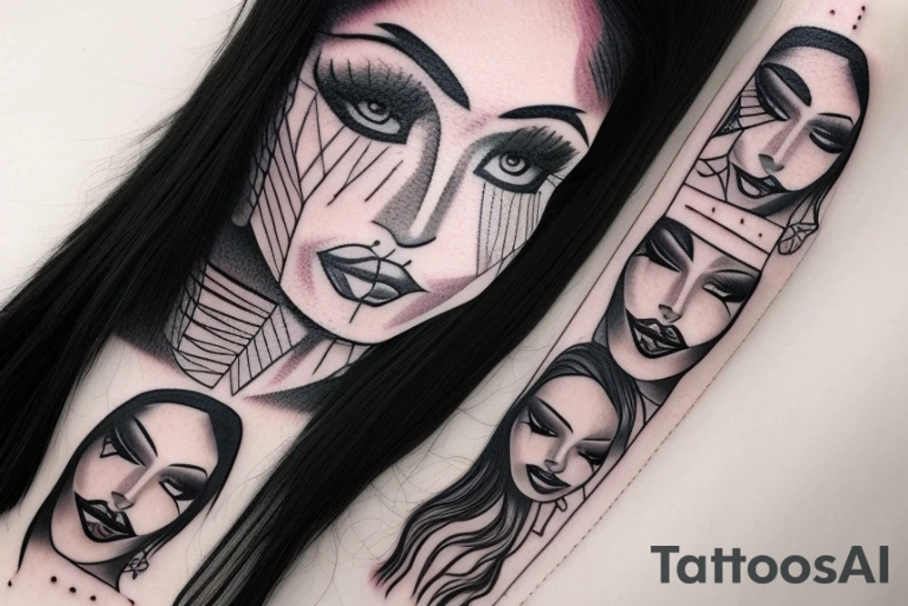 Chicano lady face makeup tattoo idea