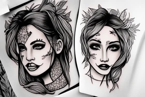 Woman face pretty portrait tattoo idea
