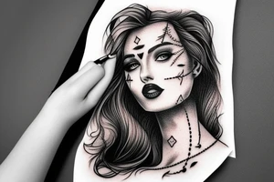 Woman face pretty portrait tattoo idea