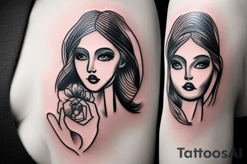 Woman face pretty portrait tattoo idea