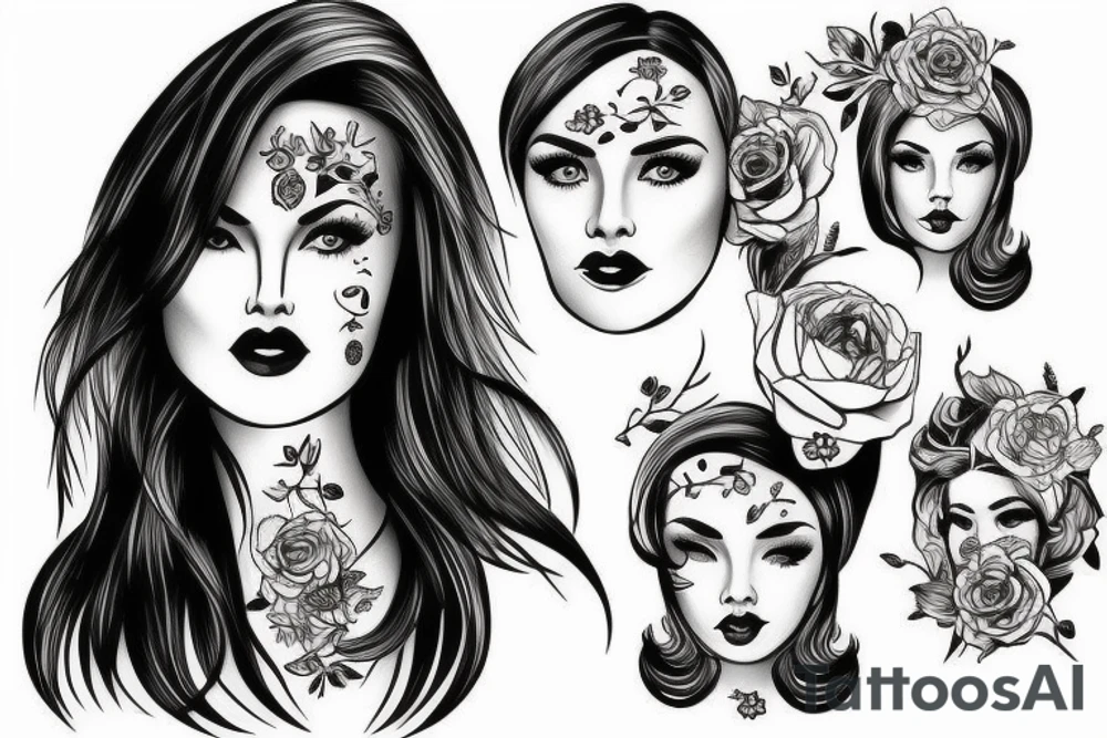 Woman face pretty portrait tattoo idea