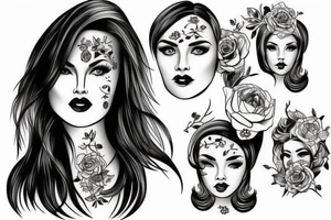 Woman face pretty portrait tattoo idea