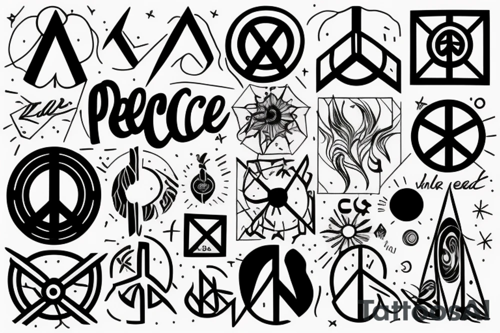 the word "PEACE" with "is a lie" as shadow tattoo idea