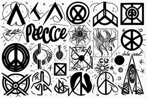 the word "PEACE" with "is a lie" as shadow tattoo idea