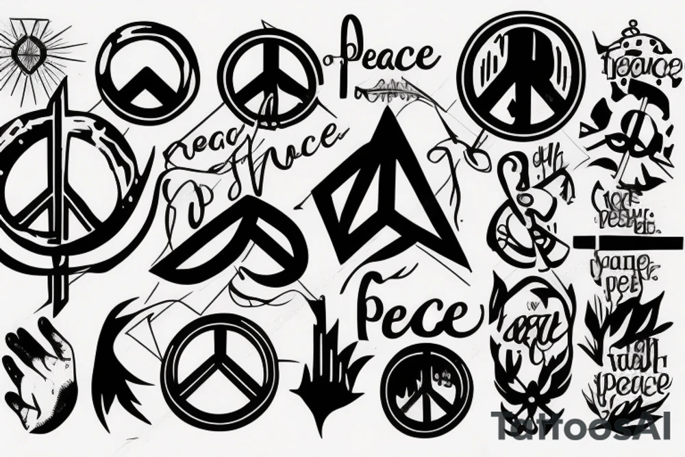 the word "PEACE" with "is a lie" as shadow tattoo idea