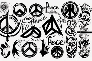 the word "PEACE" with "is a lie" as shadow tattoo idea