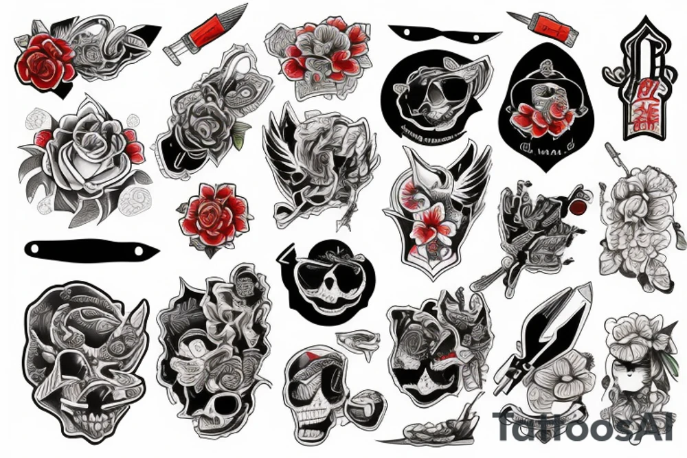 American traditional knife tattoo idea