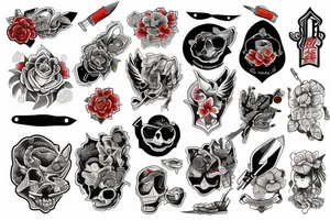American traditional knife tattoo idea