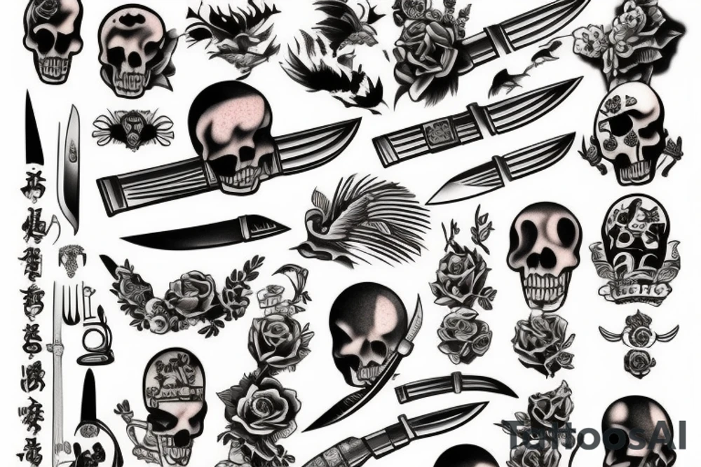 American traditional knife tattoo idea