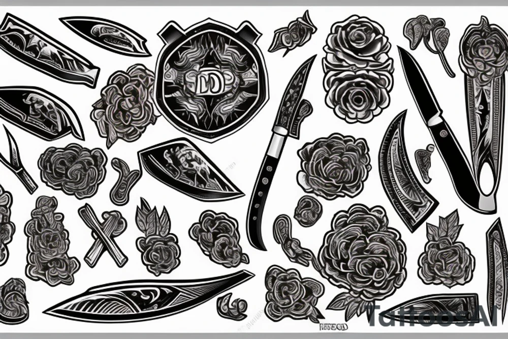 American traditional knife tattoo idea
