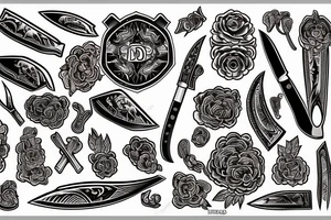 American traditional knife tattoo idea