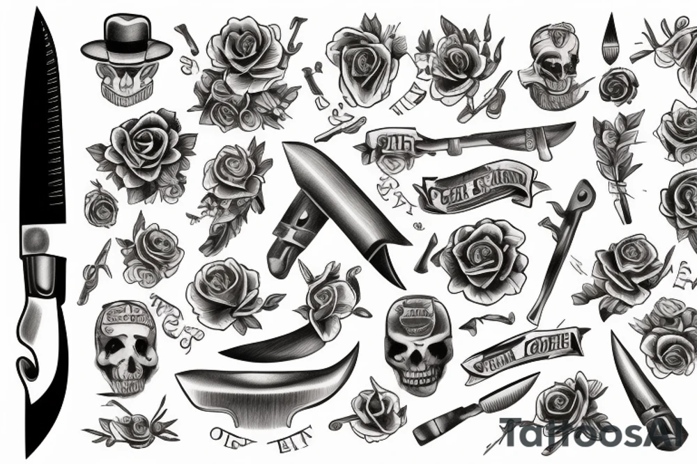American traditional knife tattoo idea