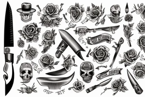 American traditional knife tattoo idea