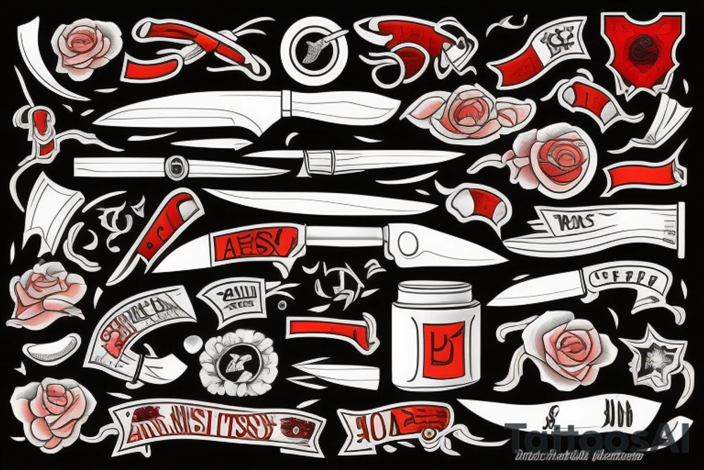 American traditional knife tattoo idea