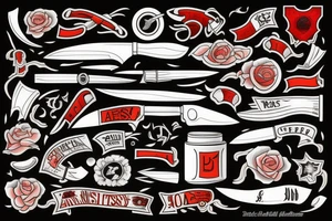 American traditional knife tattoo idea