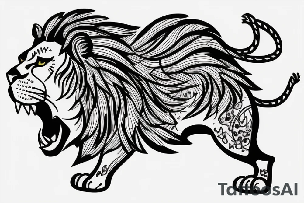 Lion with electricity tattoo idea
