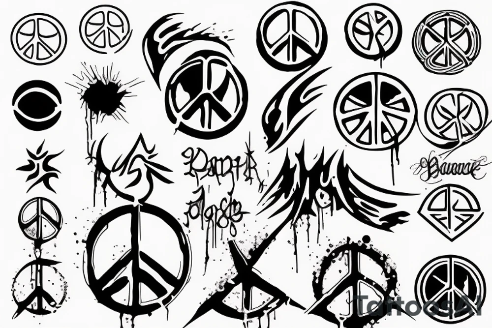 peace symbol dripping blood tattoo idea