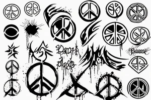 peace symbol dripping blood tattoo idea