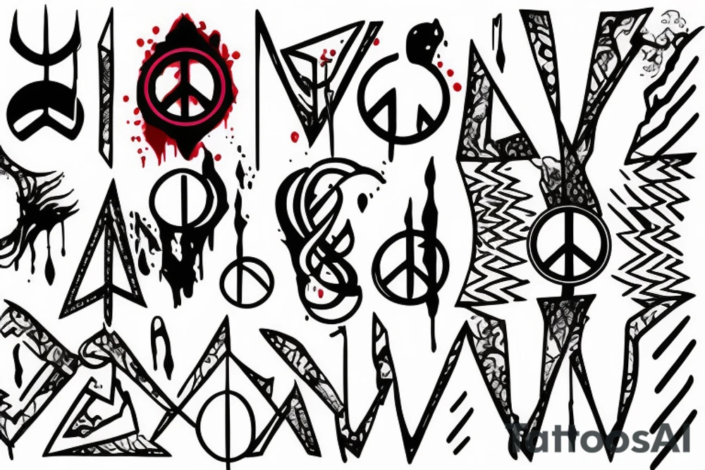 peace symbol dripping blood tattoo idea