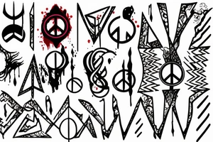 peace symbol dripping blood tattoo idea