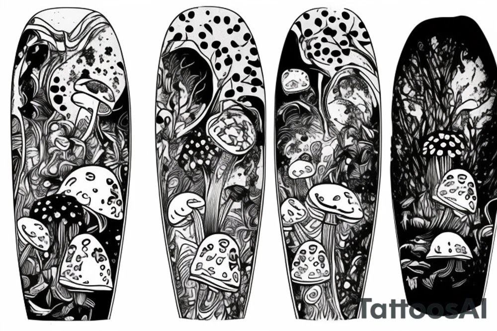 Snowboard, mushroom tattoo idea