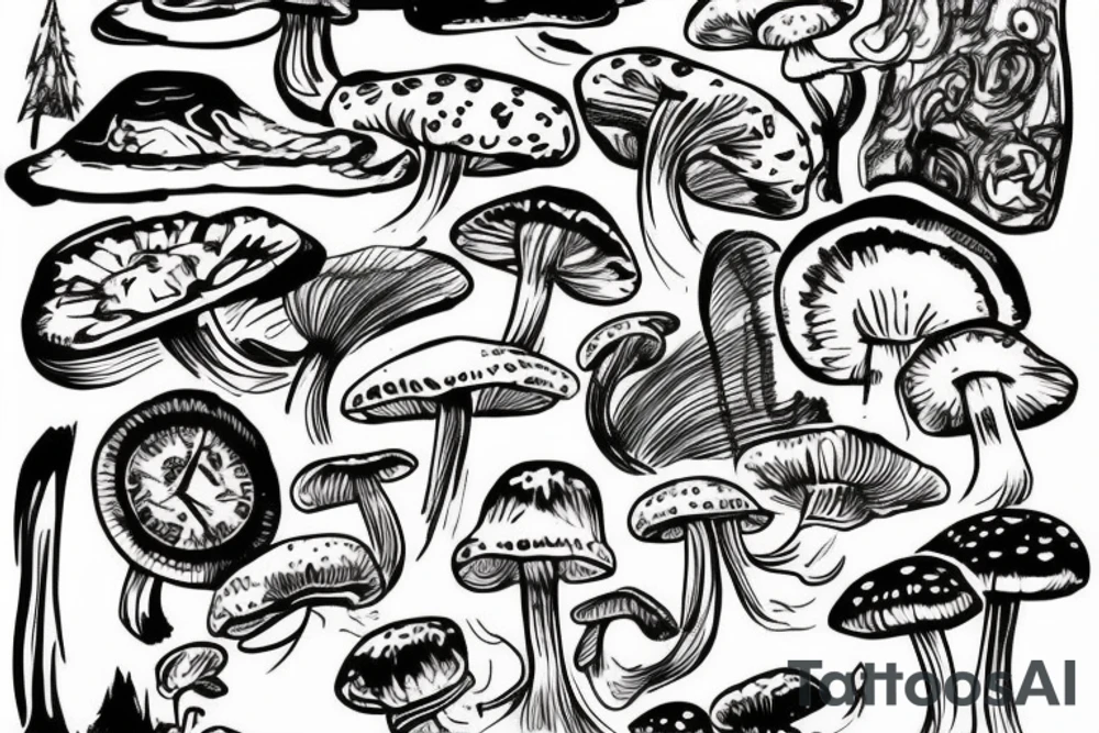 Snowboard, mushroom tattoo idea
