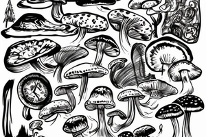 Snowboard, mushroom tattoo idea
