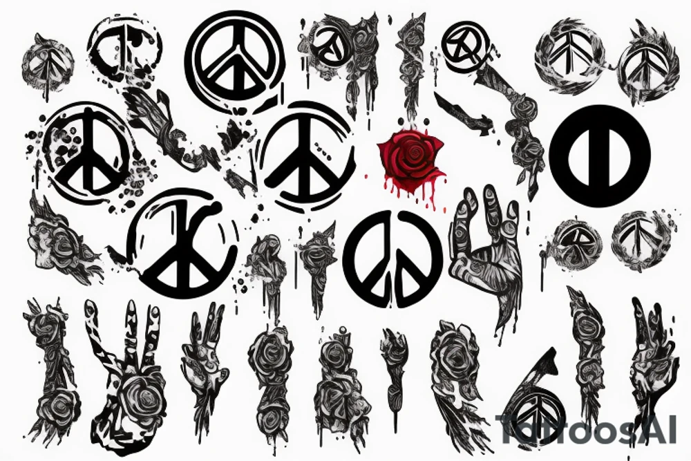 peace symbol dripping blood tattoo idea