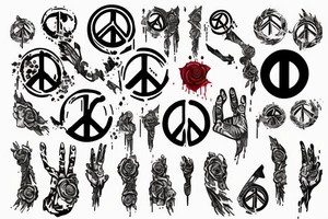 peace symbol dripping blood tattoo idea