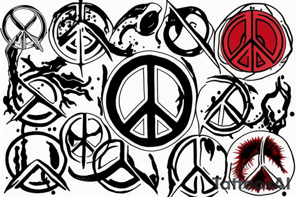 peace symbol dripping blood tattoo idea