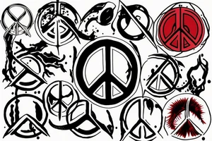 peace symbol dripping blood tattoo idea