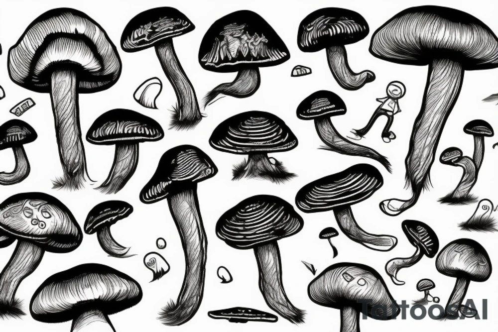 Snowboard, mushroom guy tattoo idea