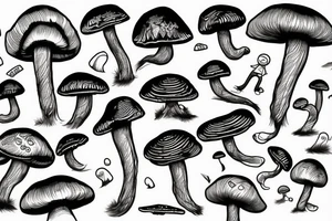 Snowboard, mushroom guy tattoo idea